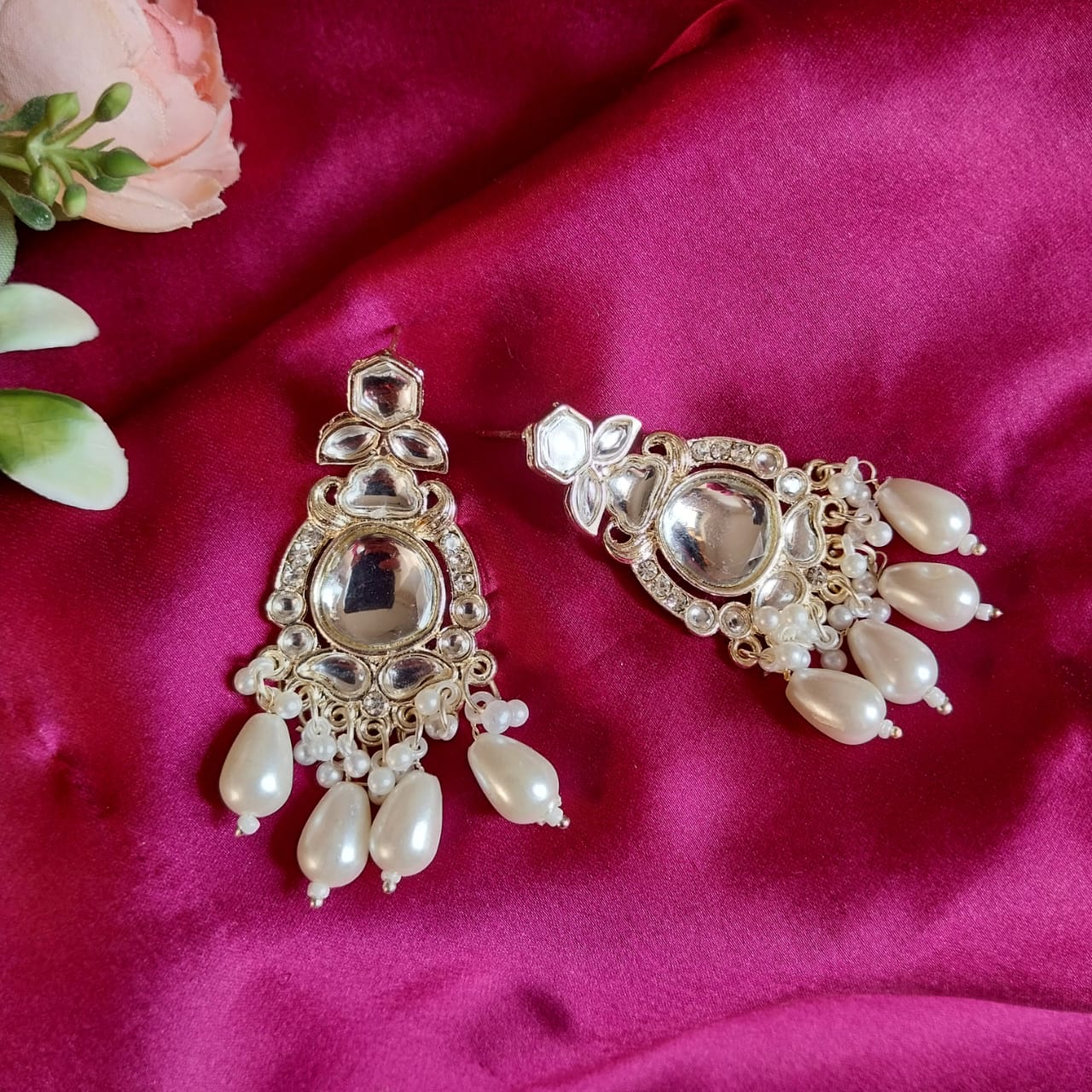 Royal Kundan Pearl Drop Earrings