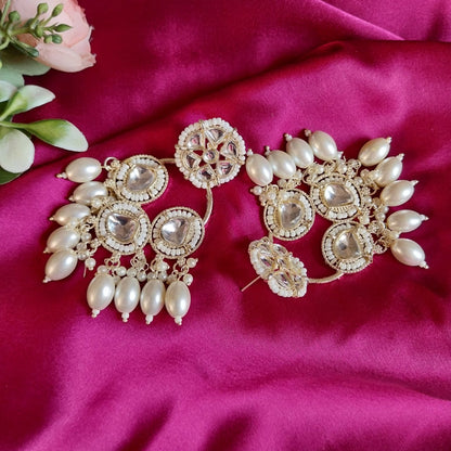 Regal Kundan Pearl Dome Chandbali Earrings
