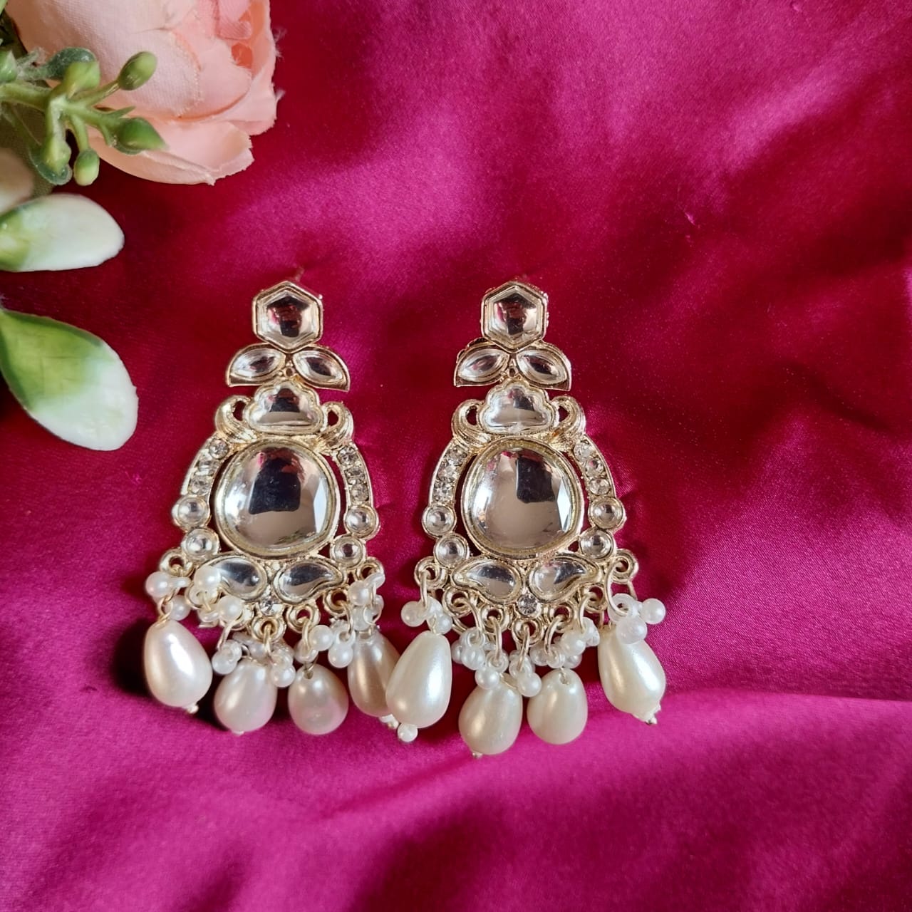 Royal Kundan Pearl Drop Earrings