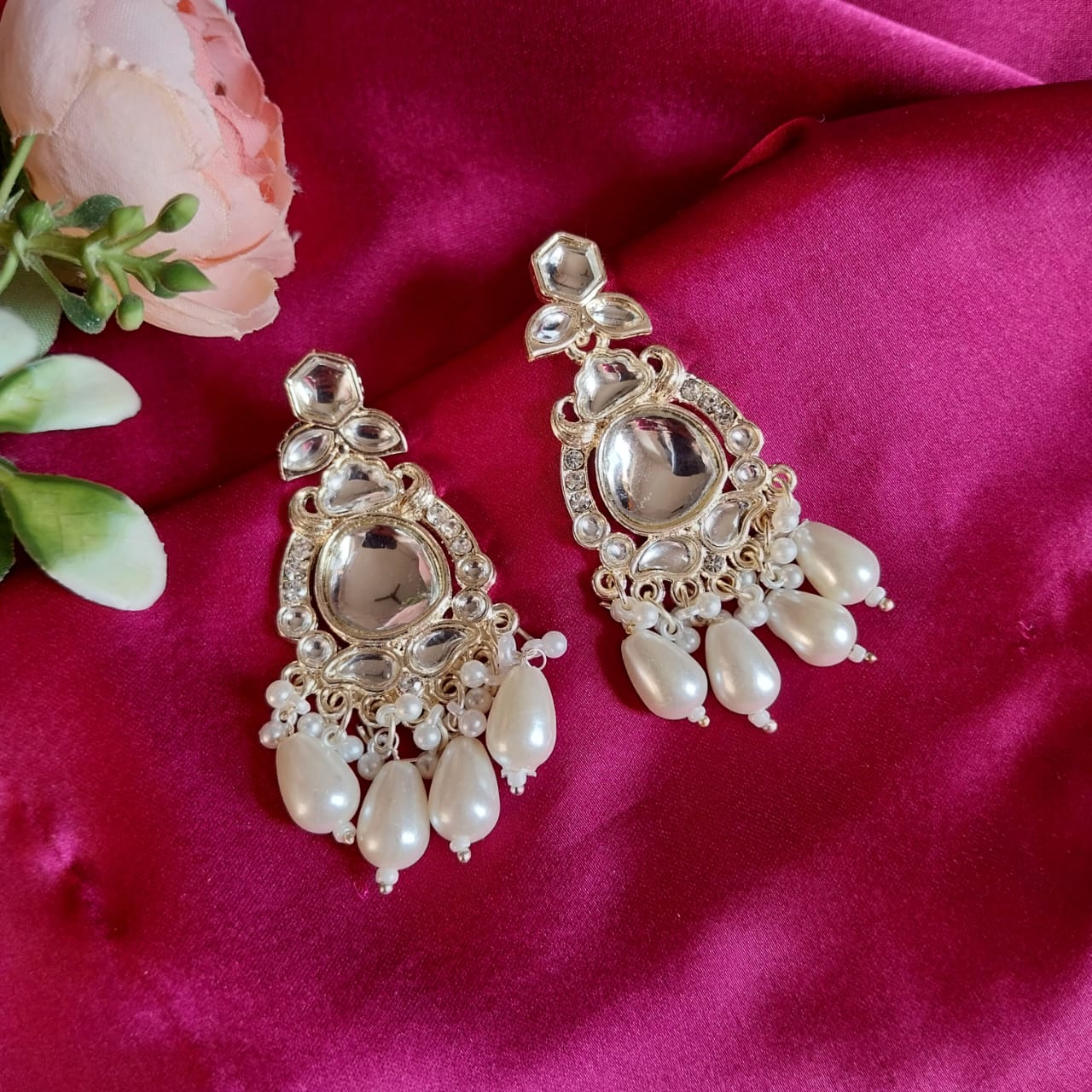 Royal Kundan Pearl Drop Earrings